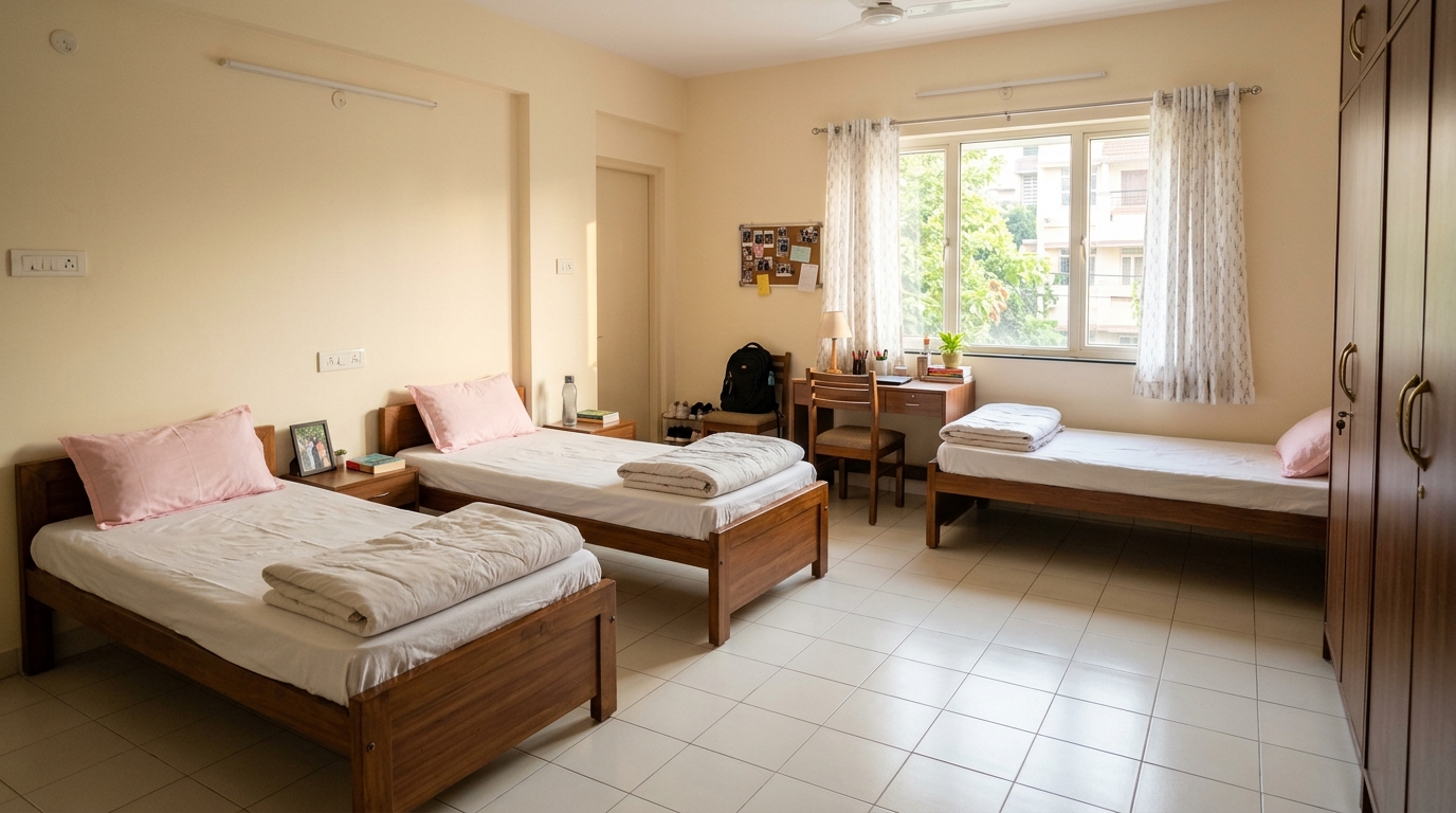 Clean Furnished Hostel Bedroom